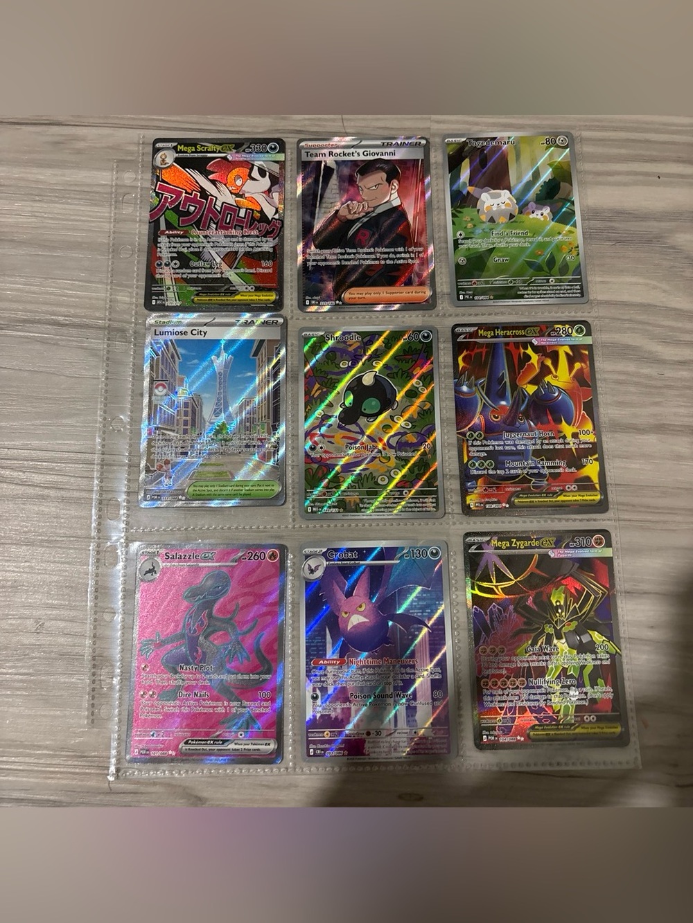Trading Card Binder Page - Assorted Holographic Cards (Black/White)